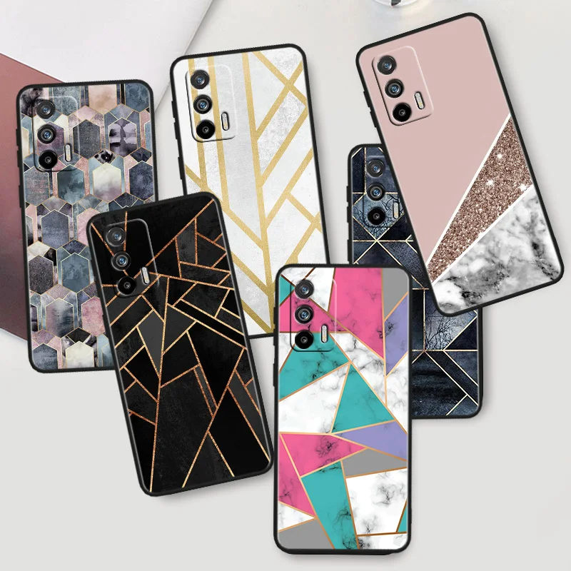 

Marble Geometric For OPPO Realme X50 X3 X2 GT2 Neo 3T Pro C35 C31 C30S C25S C21Y C15 C11 C3 C2 Black Phone Case
