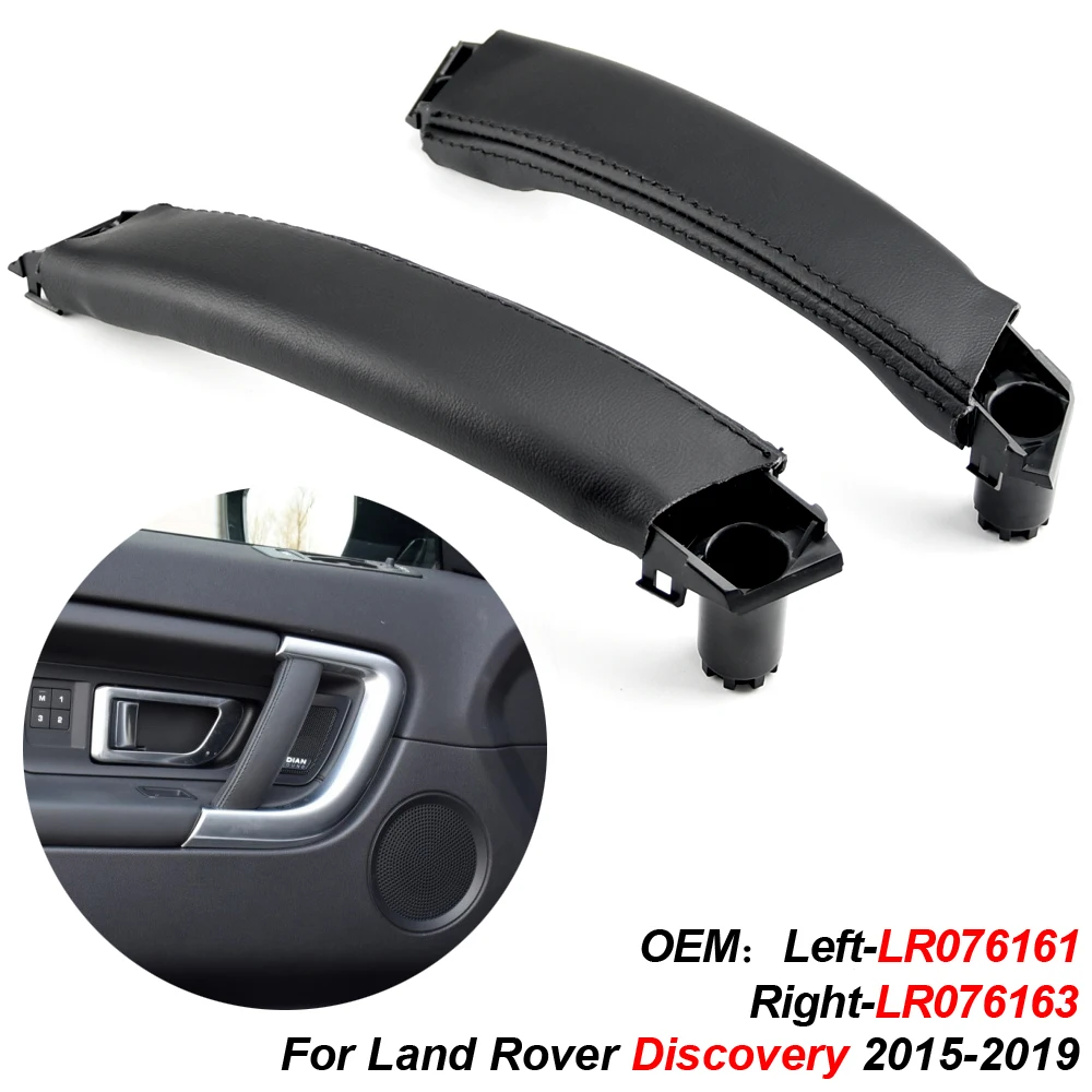 

Black PU Leather Car Left Inner Door Pull Handle Fit for Land Rover L550 Discovery Sport 2015-2017 2018 2019 LR076161 LR076163