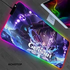 RGB Genshin impact игра в игры коврики для мыши Коврик для мыши Аниме Мультфильм Размер xl геймерский коврик для мыши XXL клавиатура настольный компьютер ПК коврик для ноутбука