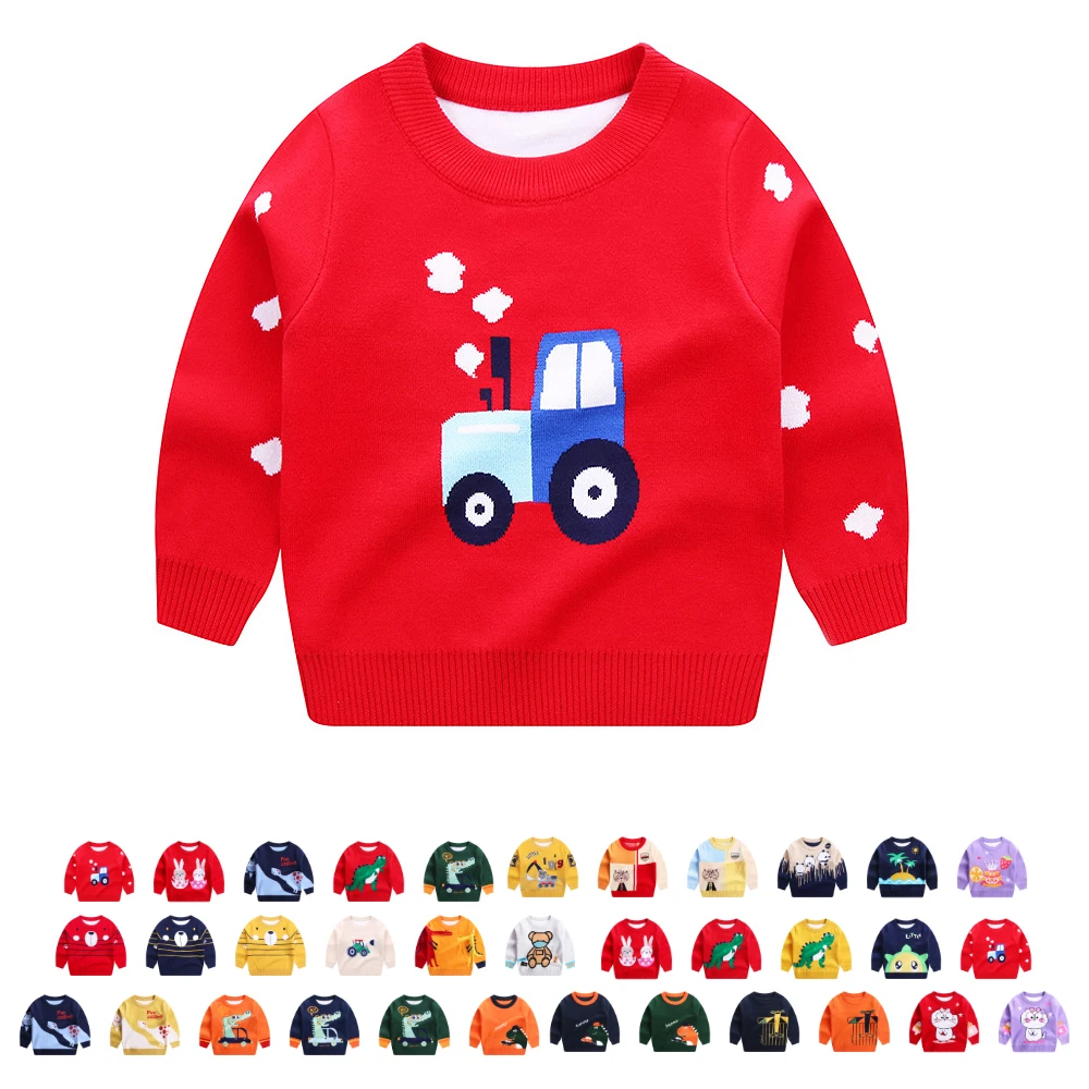 

Spring Autumn 1-7y Children's Clothing Baby Girl Boys Combed Cotton Knitted Sweater Kids Winter Double layer Sweater Pullovers