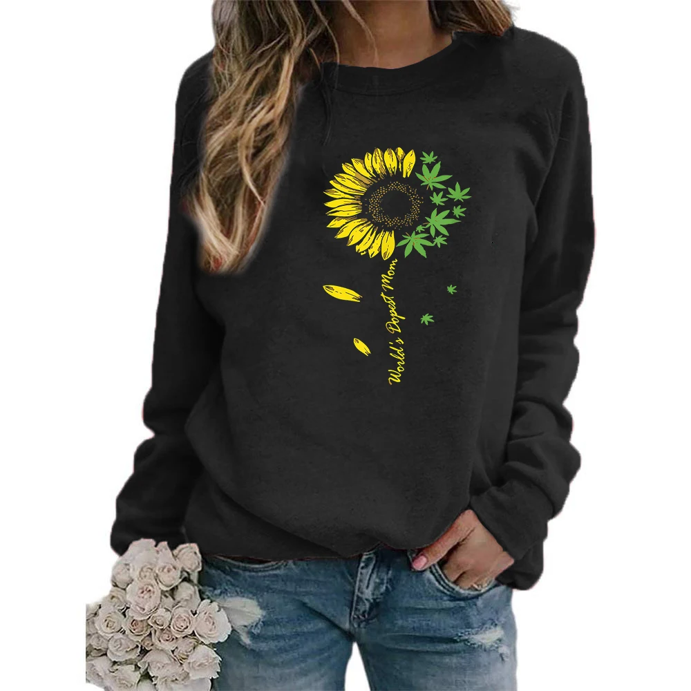 

WORLD'S DOPEST MOM Sunflower Printed Hoodies Harajuku Sweatshirt Women Long Sleeve Sweatshirt Men Fashion Hip Hop Streetwear