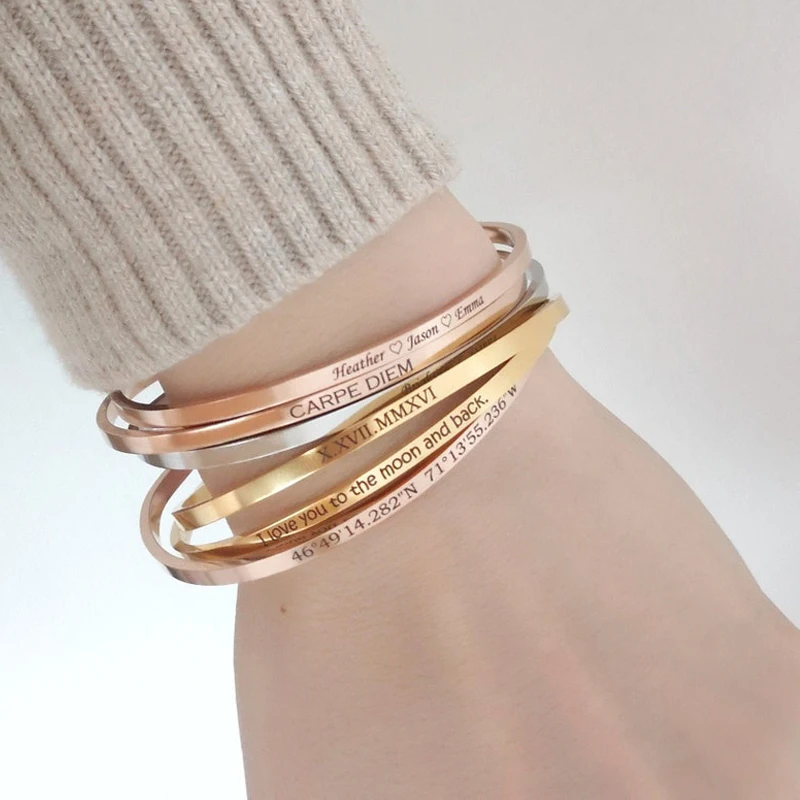 

Cuff Bracelet Bangle for Women ,Stainless Steel Openable Bracelet Couple,Charm Handchain Woman ,Stacked Layered Jewelry
