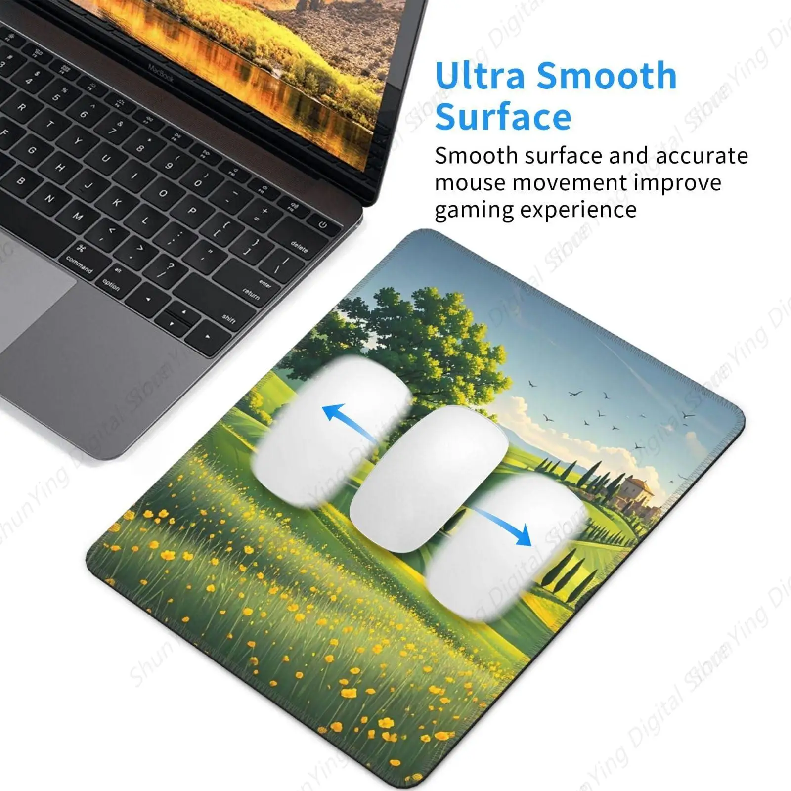 Коврик для мыши с противоскользящим резиновым основанием Тосканский весенний