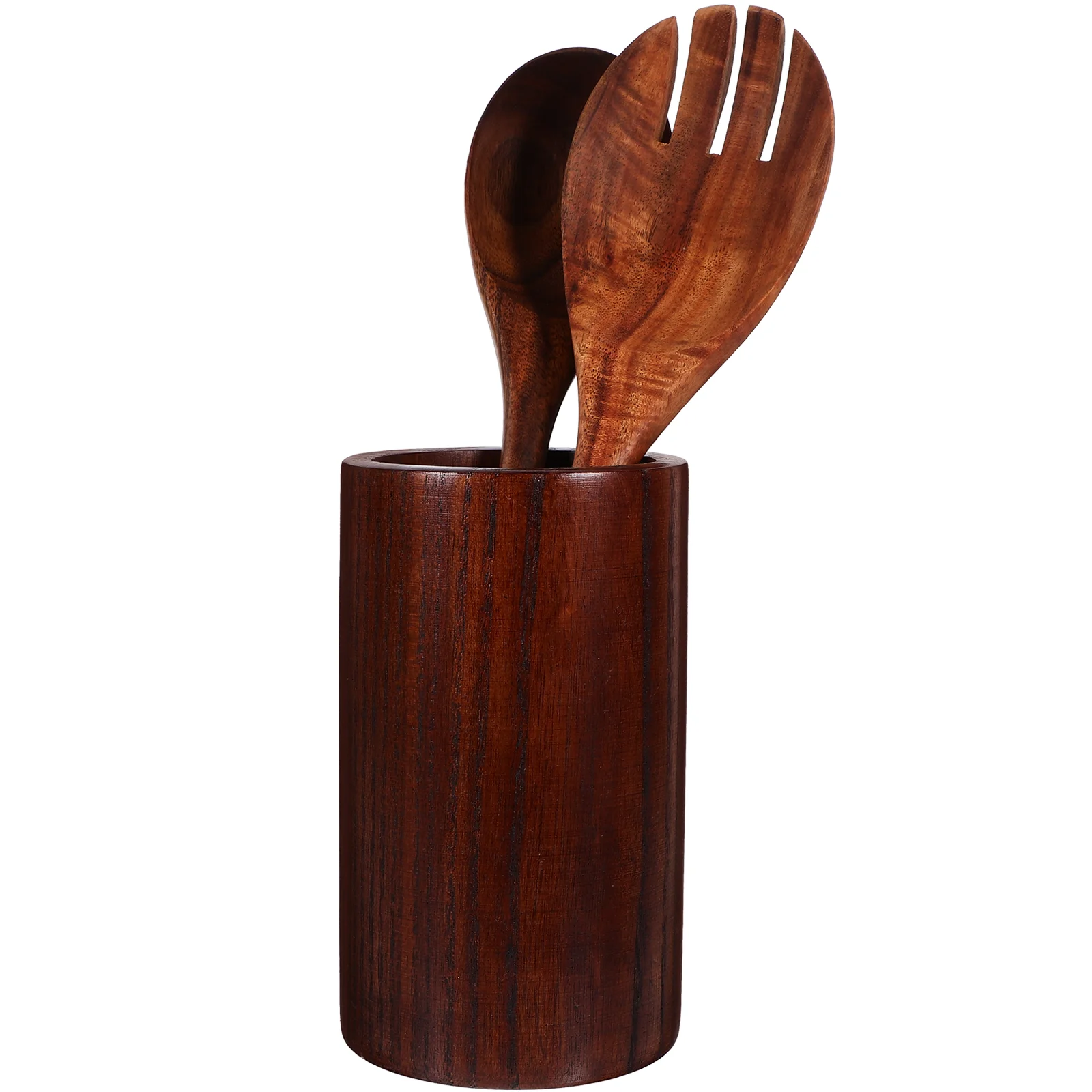 

1 Set of Kitchen Utensils Set Multi-use Cutlery Bucket Wooden Small Fork and Spoon Utensil