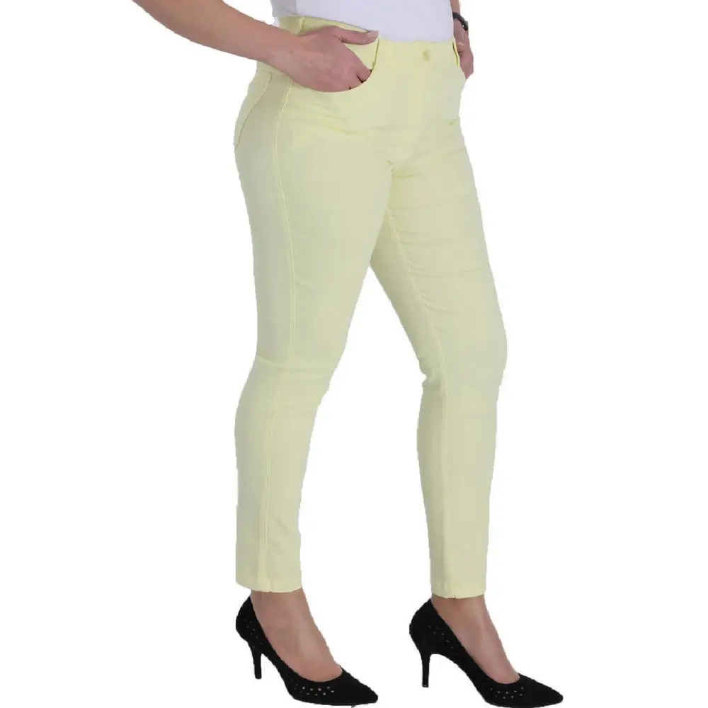 Fecru women large size pants Lm62030 linen Normal waist straight hem zipper closure button button powder stone blue ecru gray yellow navy blue