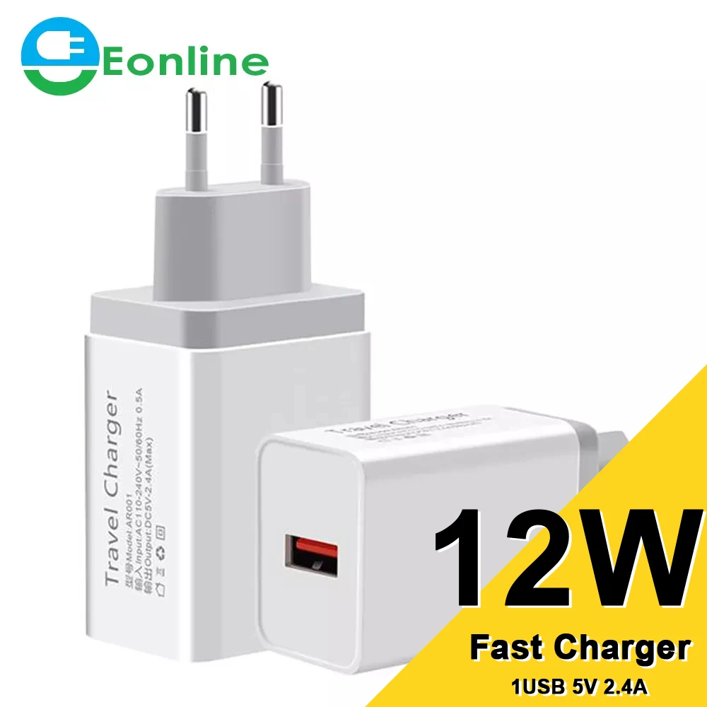 

5V 2.4A USB FAST Charger for Samsung A50 A30 iPhone 7 8 Huawei P20 Tablet Fast Wall Charger US EU Plug Adapte