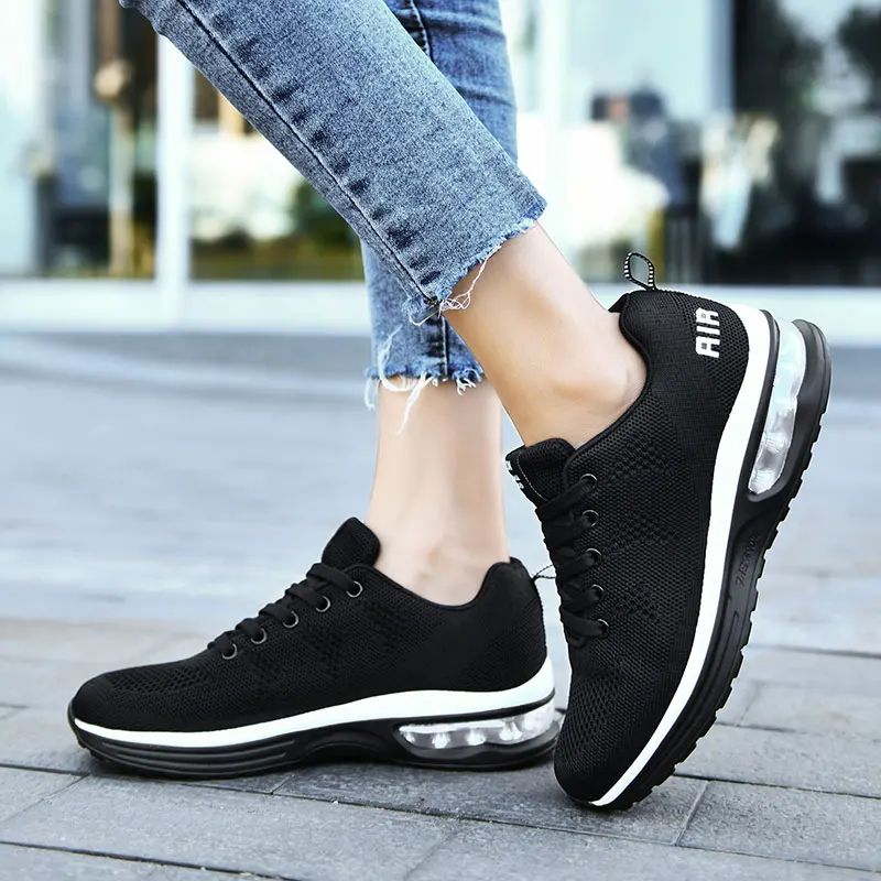Fashion Air Cushion Women's Sneakers Outdoor Wear-resistant Non-slip Running Shoes Mesh Breathable Casual Flat Women's Shoes