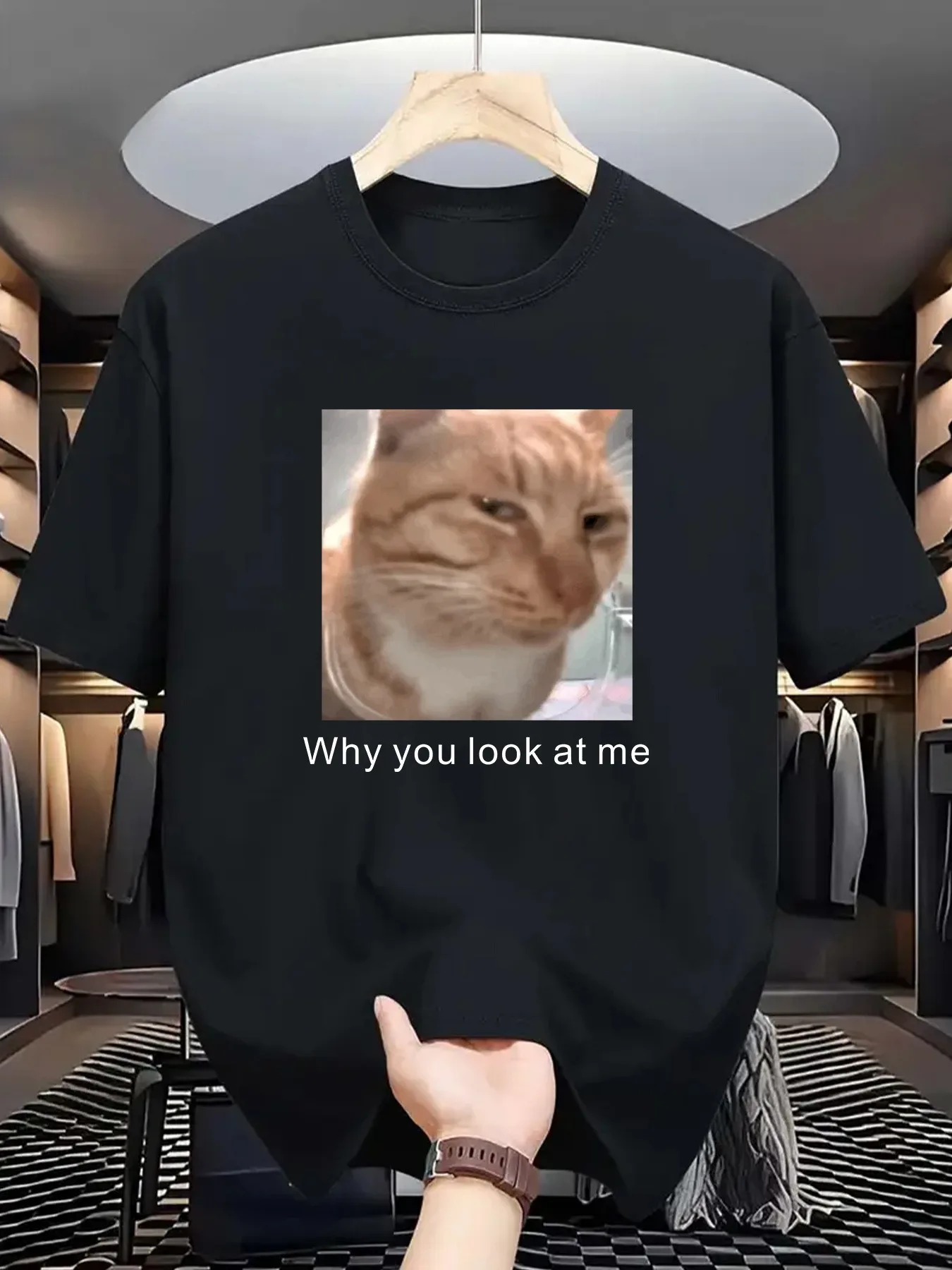 Фото Mr Fresh Cat Meme Графические футболки Мужчины Женщины Мода Футболка с коротким рукавом забавная повседневная футболка Повседневная летняя рубашка с коротким рукавом №1