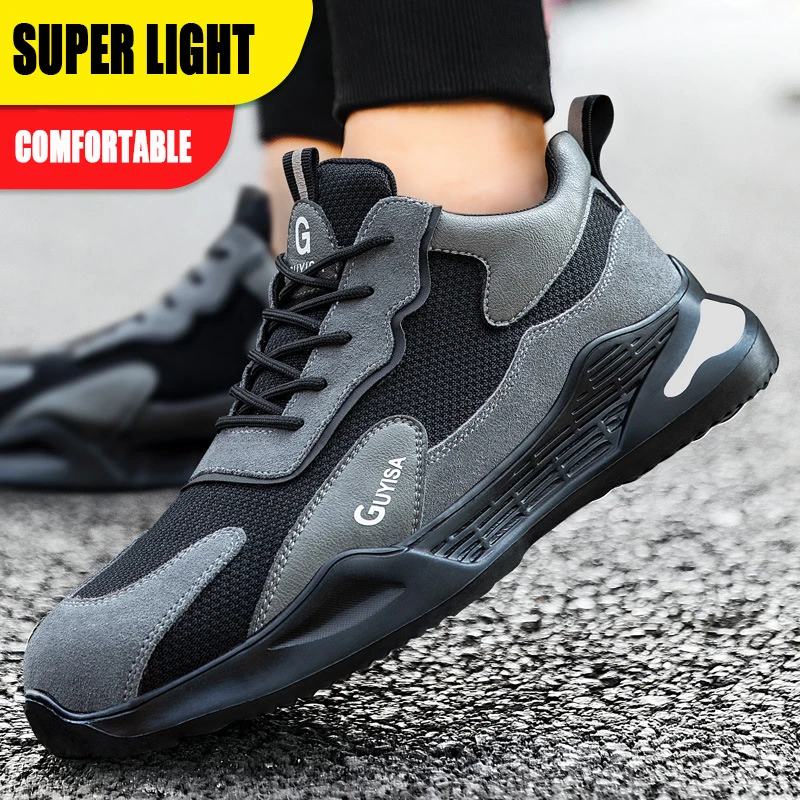 

Men's New Anti Smashing Steel Toe Cap Protective Work & Safety Shoes Men Puncture Proof Indestructible Work Safety Boots Shoes