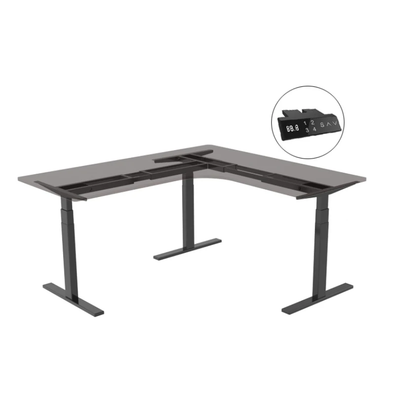 

Black L Shaped Electric Curved Sit Stand Table Frame Adjustable Height Office Office Ergonomic Computer Desk