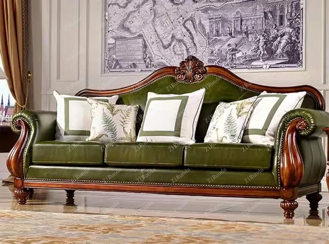 ~Диван роскошная вилла гостиная североамериканский орех резьба по дереву цветок