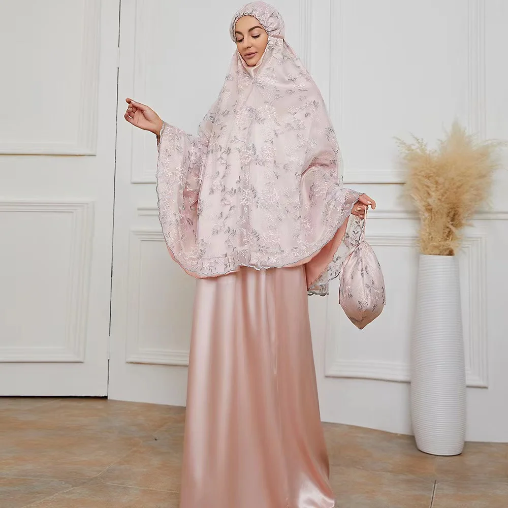 

Pink Embroidered Lace Suit Worship Dress Traditional Women's