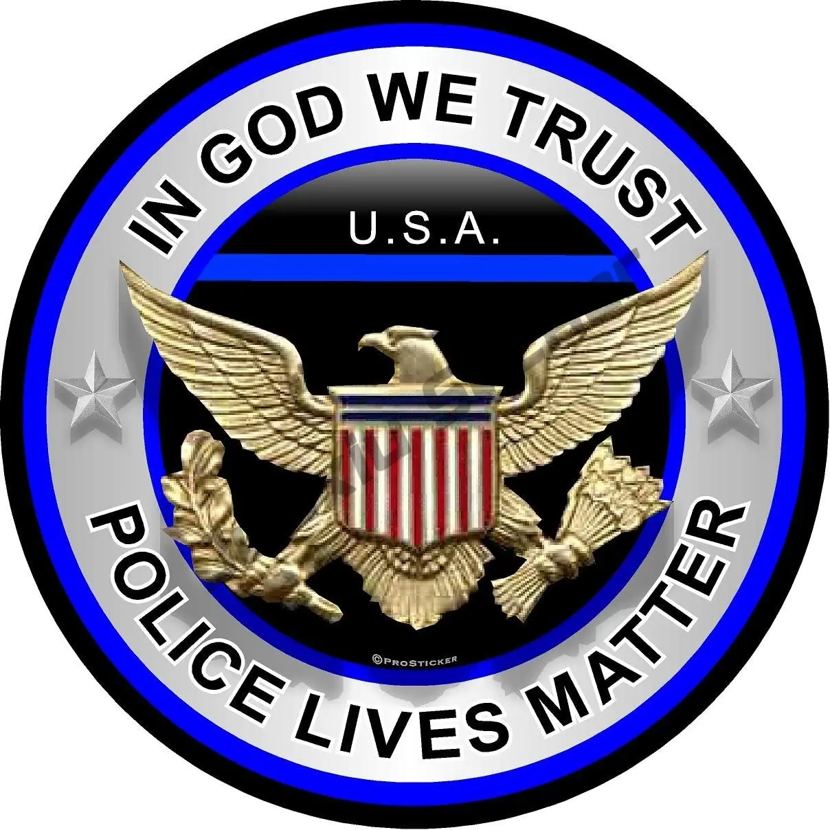 

Creative Stickers Patriot Series In God We Trust, Police Lives Matter Thin Blue Line Support Decal PVC Sticker Car Accessories