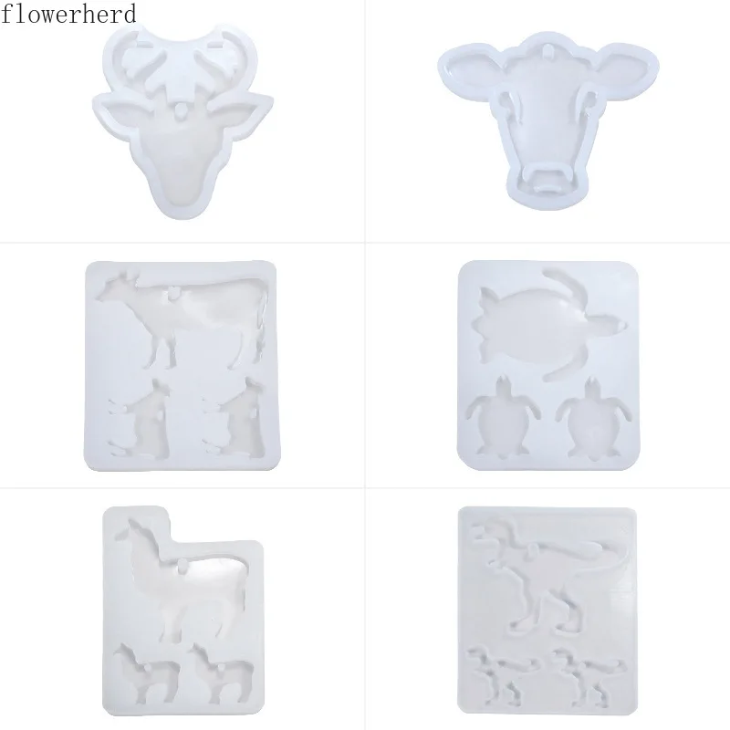 

Cute Animals Pendant Silicone Mold Crystal Epoxy Resin Mold Keychain Mold Fondant Mold Cake Decor DIY Mirror with Hole Tag Mold