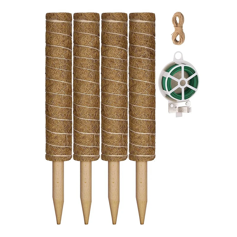 

HOT-4 Pcs Moss Poles For Climbing Plants,Coir Totem Pole Moss Stick For Indoor Plants Monstera Support Extension