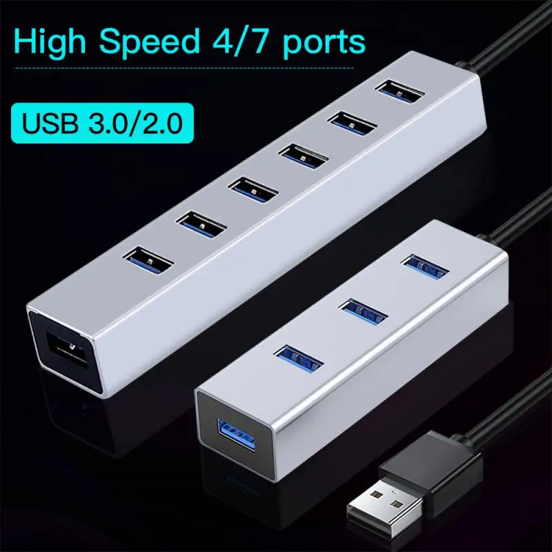 

Aluminum Alloy 4-Port USB3.0 High Speed Hub 2023 New Portable One To Four Docking Station Overvoltage And Overcurrent Protection