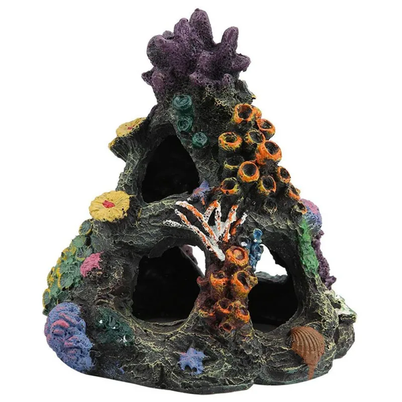 

Coral Reef Aquarium Decoration Fish Tank Resin Rock Mountain Cave Ornaments Fish House for Betta Sleep Rest Hide Play Breed