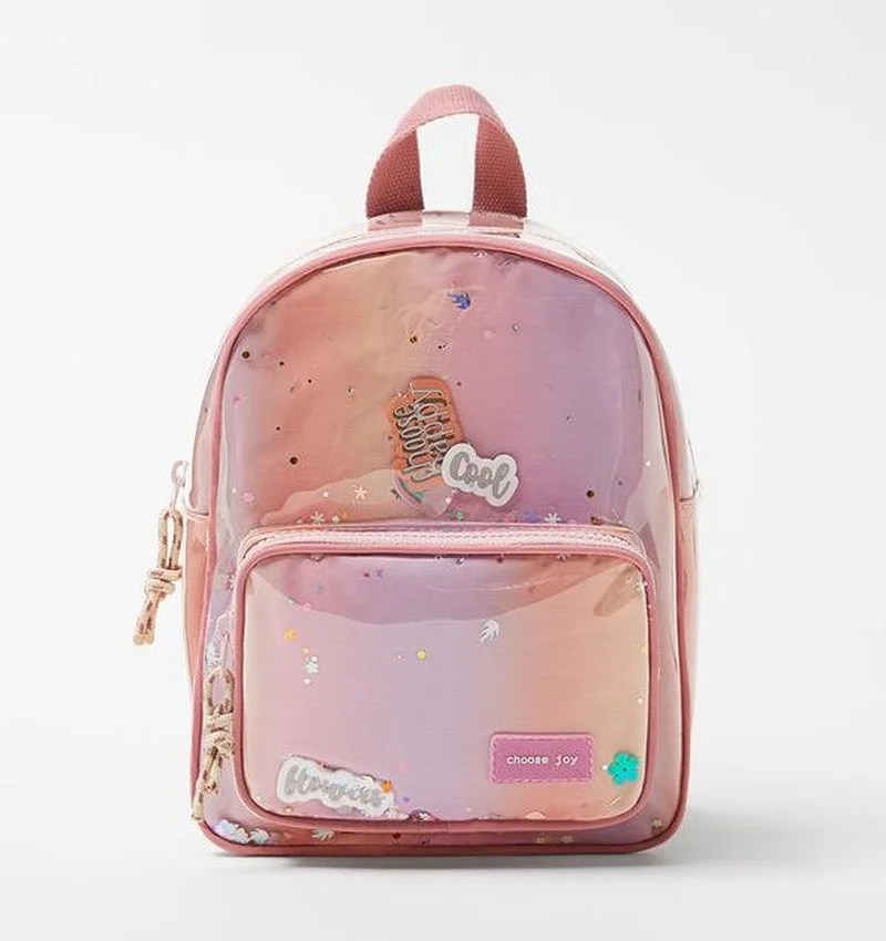 Gradient Transparent Sequins Children's Backpack Ins Hot Gradient Cute Pink Star Kindergarten Backpack  School Bags for Girls