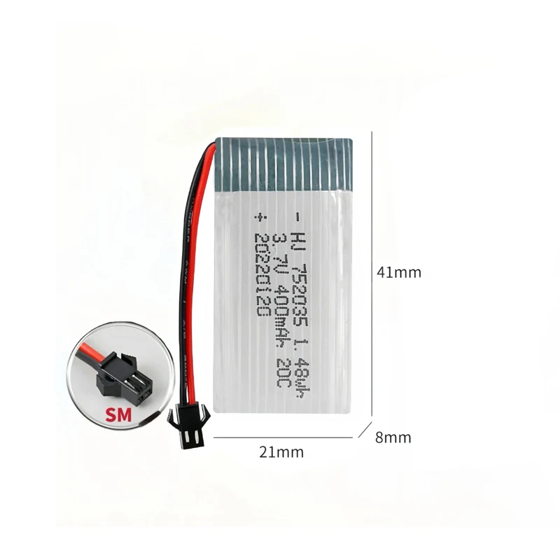 Фото Lipo аккумулятор 20C 3,7 В 752035 400 мАч аккумулятор высокой скорости для Habersham X4 H107D H107 H31 модель квадрокоптера аксессуары для самолетов №3