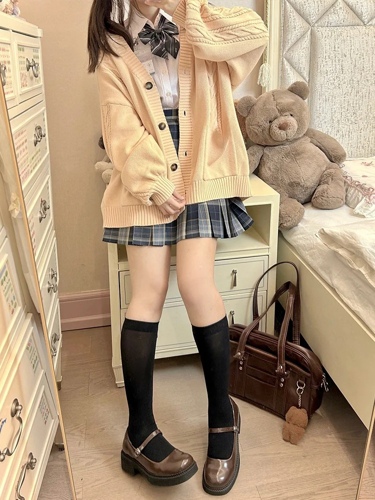 Haiyue Socie JK Вязаная верхняя одежда Твист новогодний красный свитер Рождественская