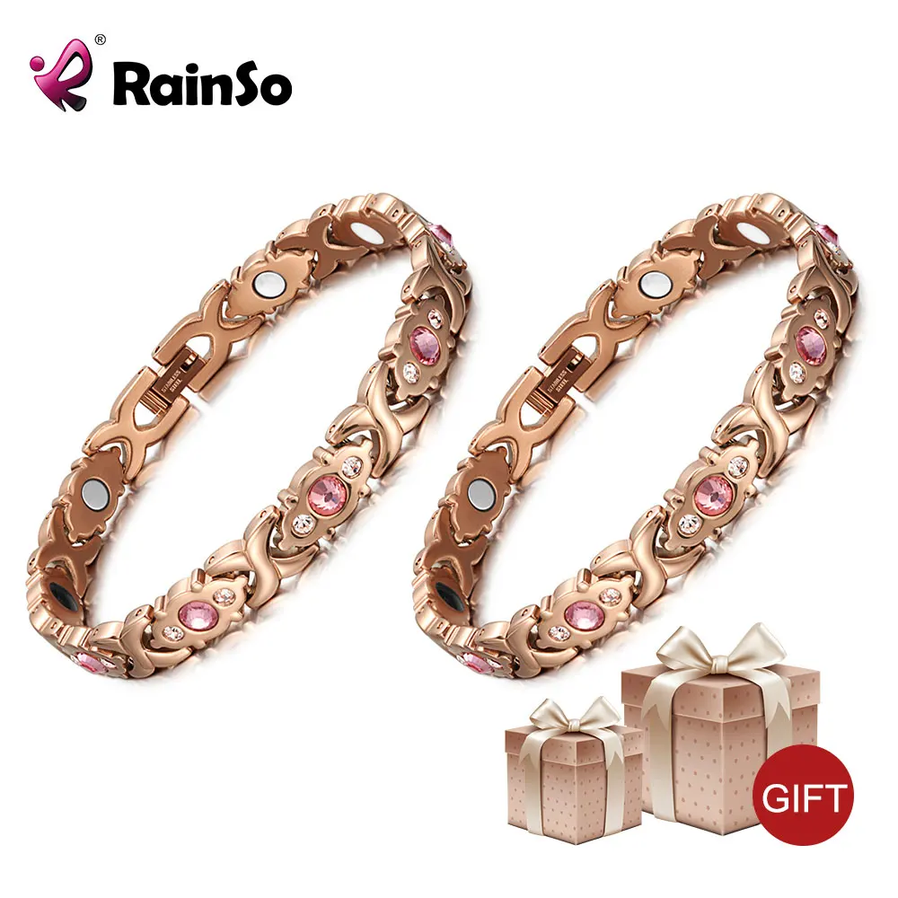 

Rainso Woman Bracelet Health Bio Energy Magnetic Bracelet Relief Arthritis Pain Fashion Stainless Steel Bracelets Gift for Girls