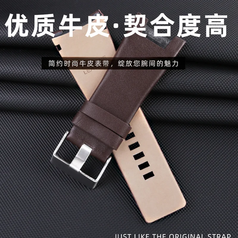 Watch strap waterproof and sweat proof suitable for Diesel strap notch leather DZ4246 DZ1273 DZ1216 large dial chain men's 32mm