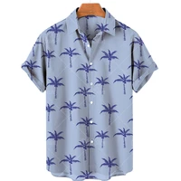 summer mens shirt street fashion 3d impressive print coconut tree pattern casual clothing top trend fit