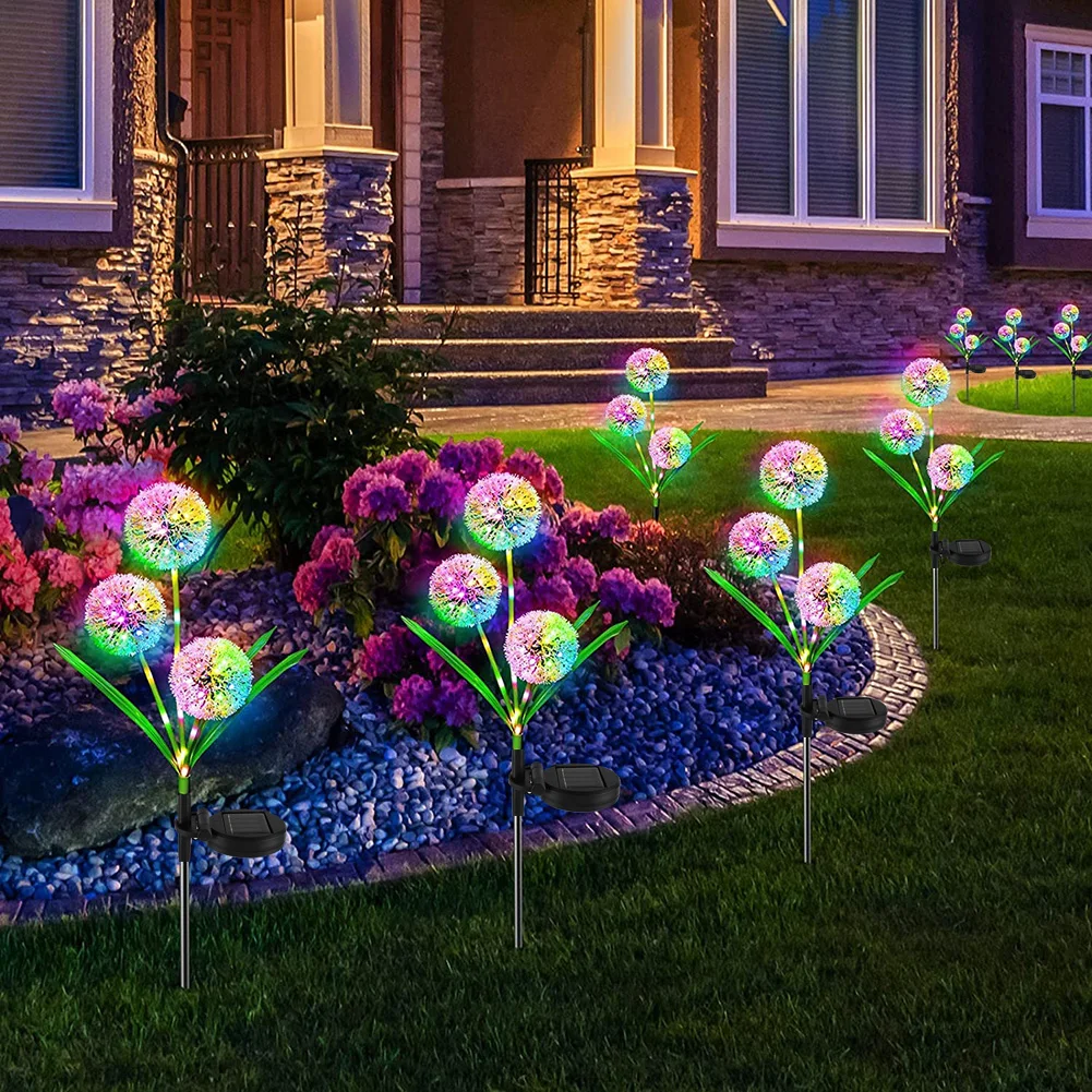 

2pcs 36LED Full Blooming Dandelion Flower Lights Waterproof Courtyard Stake Patio Solar Powered Light Decoration