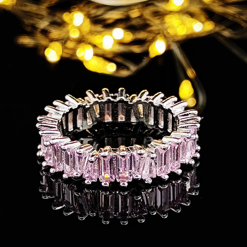 

2023 European and American New Light Luxury Micro Set AAA Advanced Zircon Colorful Ring for Women