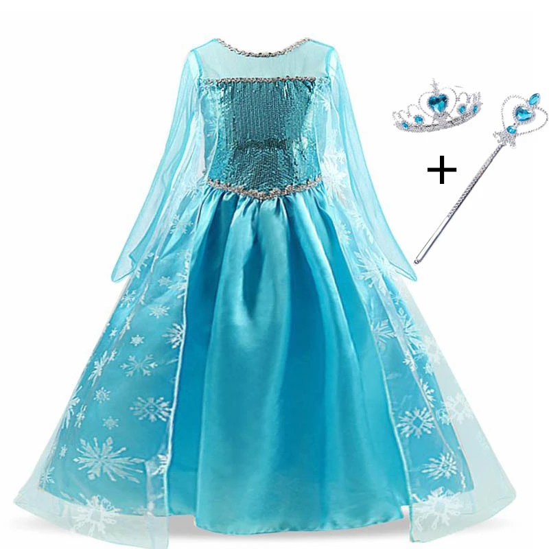 Girl Elsa Cosplay Princess Costumes for Girls 2023 Halloween Carnival Party Fancy Dress Up Children Disguise Snow Queen Clothing images - 6