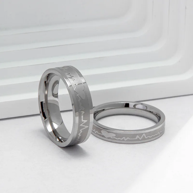 Лидер продаж новое кольцо из нержавеющей стали с электрокардиограмой