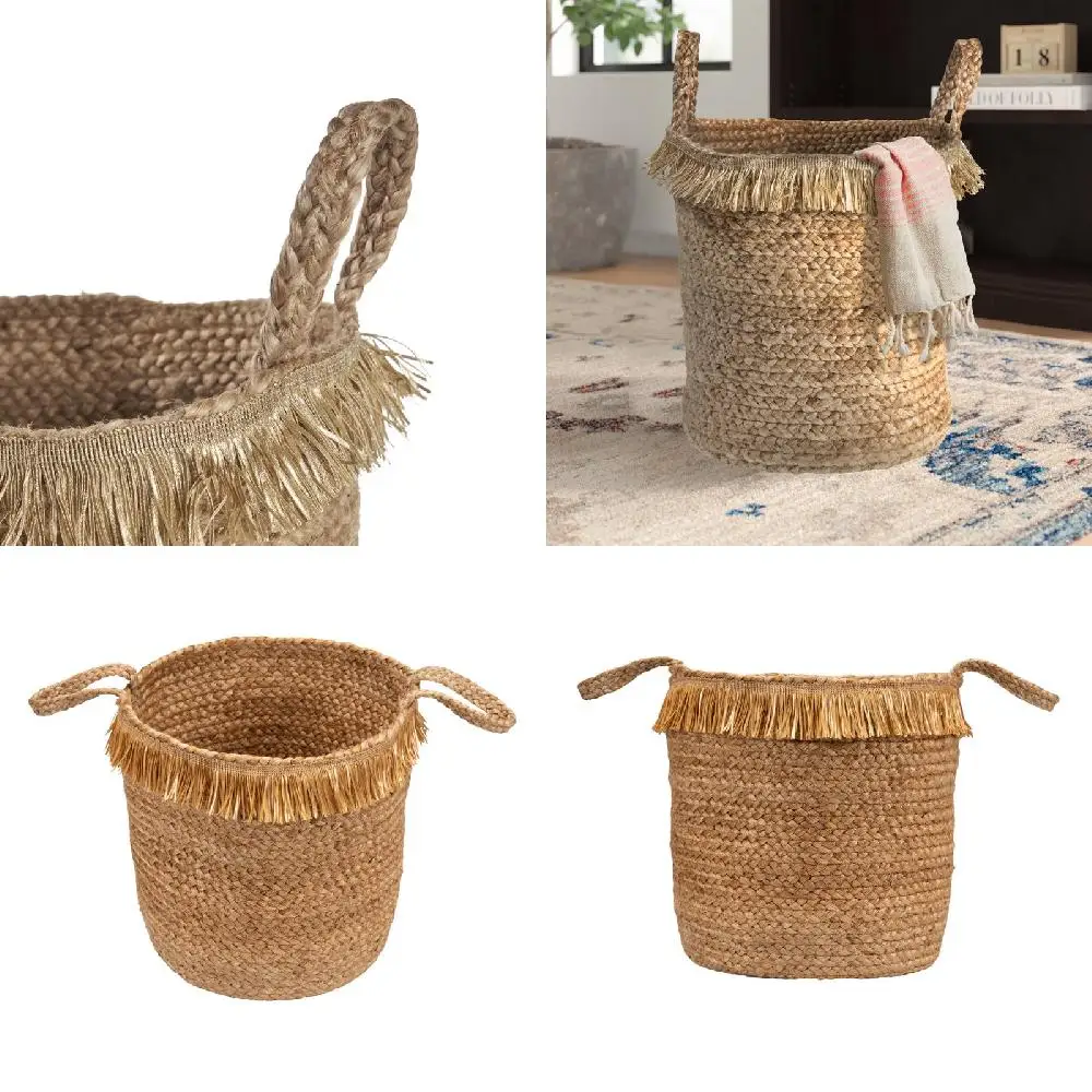 

Chic Rustic 17-in Braided Jute Storage Basket - Large Elegant Natural Home Decoration Organizer for Living Room, Bedroom, Bathro