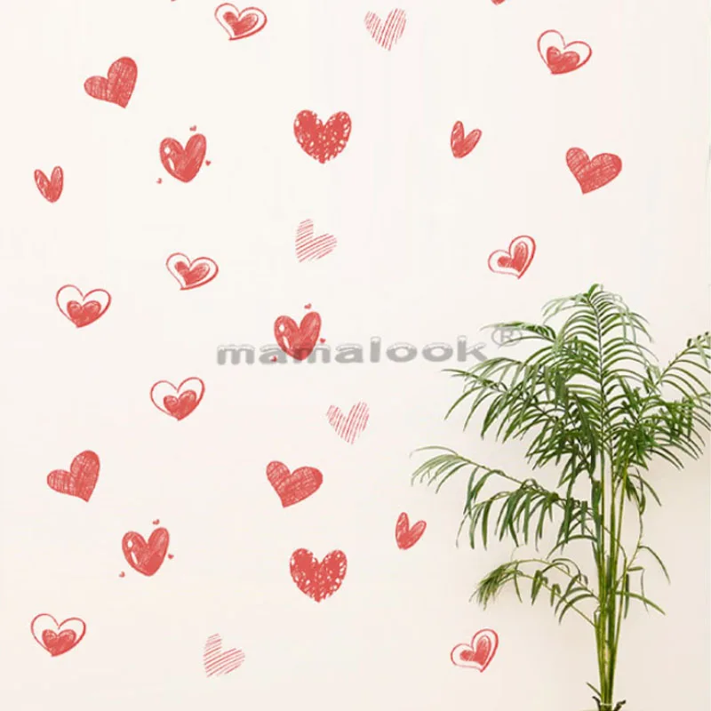 

2 Heart-Shaped Wall Stickers Sweetheart Cute Pink Romantic PVC Waterproof DIY Nordic Home Eye-Catching Color Matching Decorative
