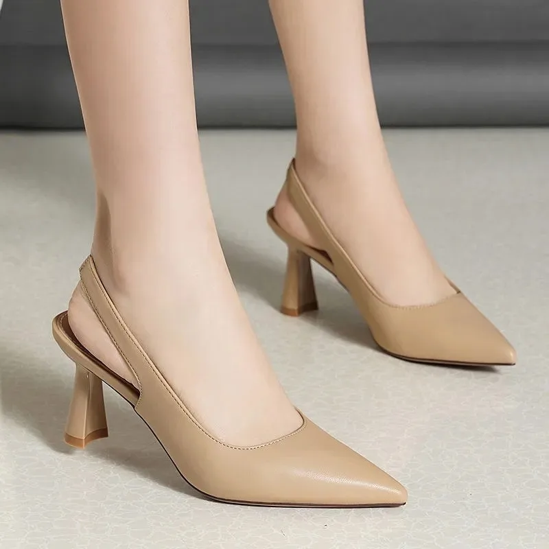 

Shoes Female 2023 New Pointed Toe Women's Pumps Autumn Shallow Office Slingbacks Shoes Ladies Solid Stilettos or Thin Heels