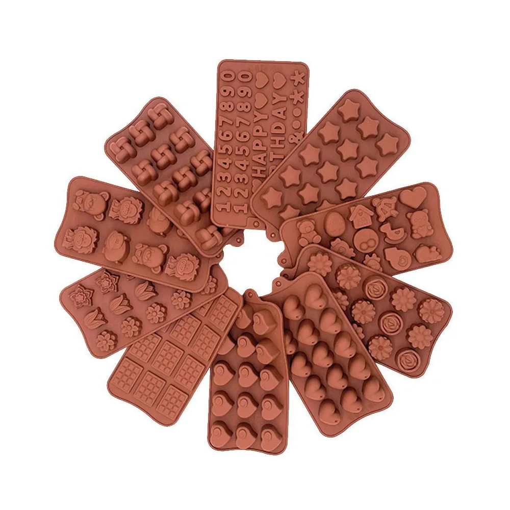 

New Silicone Chocolate Mold 3D Shapes Mold Fun Baking Tools For Jelly Candy Numbers Fruit Cake Kitchen Gadgets DIY Homemade