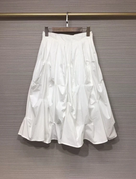

2022 new women fashion solid color full body pleated A-line puffy long skirt fashion half skirt 619