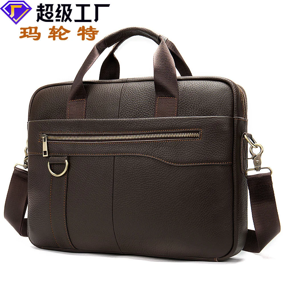 

Maronite Leather Handheld Bag Premium Men's Briefcase Computer Headcoat Cowhide Business Case