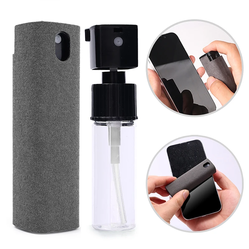 

2 In 1 Phone Screen Cleaner Spray Dust Removal Microfiber Cloth Cleaning Artifact Computer Tablet Screen Cleaning Spray Bottle