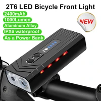 t6 led bicycle light front 1000 lumen usb rechargeabl cycling lantern 2400mah mtb bike headlight power bank mtb flashlight