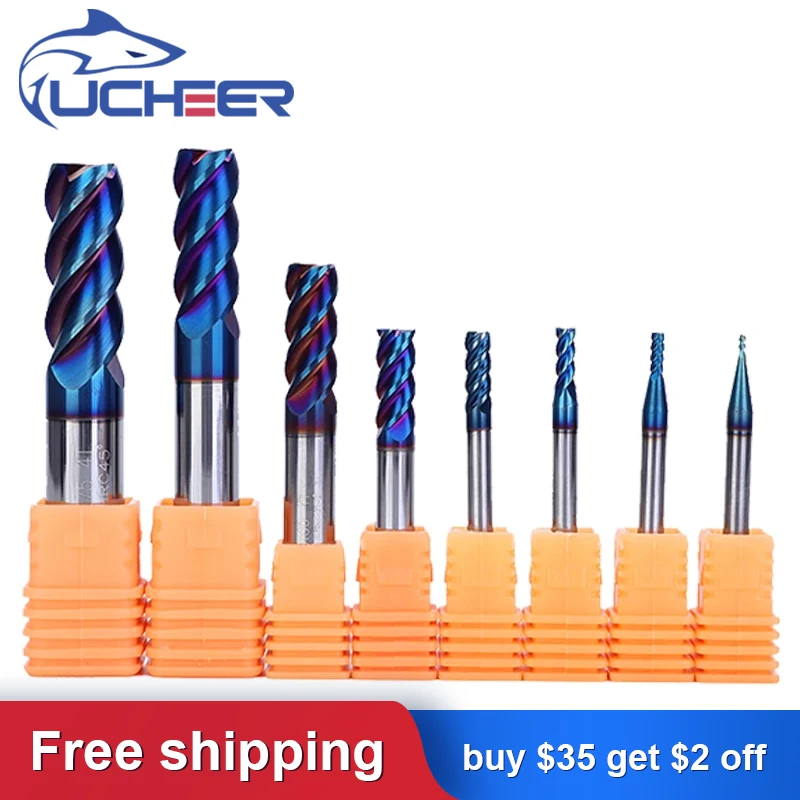 

UCHEER 1pc Blue Nano 4fluites End Mill Tungsten Carbide Milling Cutter CNC Machine Tools