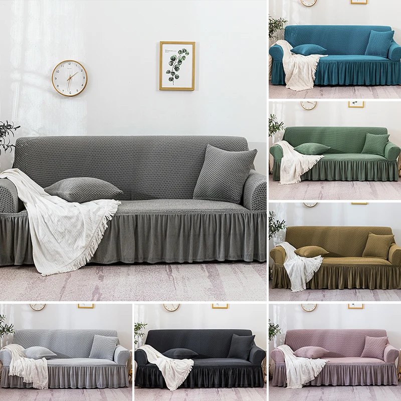 

1/2/4/6 Piece Pure Stripe Pattern Sofa Cover Cheap Seersucker Dress Sofa Cover Living Room Hotel Elastic Sofa Cover 1/2/3/4 Seat