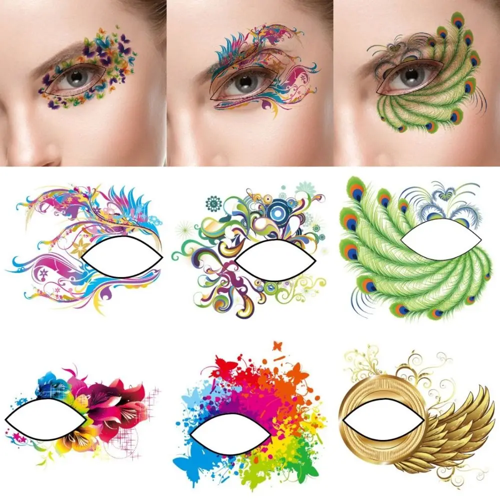 

Fashion Eye Shadow Tattoo Stickers Fake Tatto Waterproof Makeup Eyeliner Sticker Colorful Water Transfer Temporary Eye Tattoo