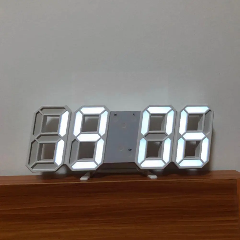 

3D LED Digital Alarm Clock Three-dimensional Wall Clock Watch Calendar Table Thermometer Hanging Clock Furnishings Electron M9K1
