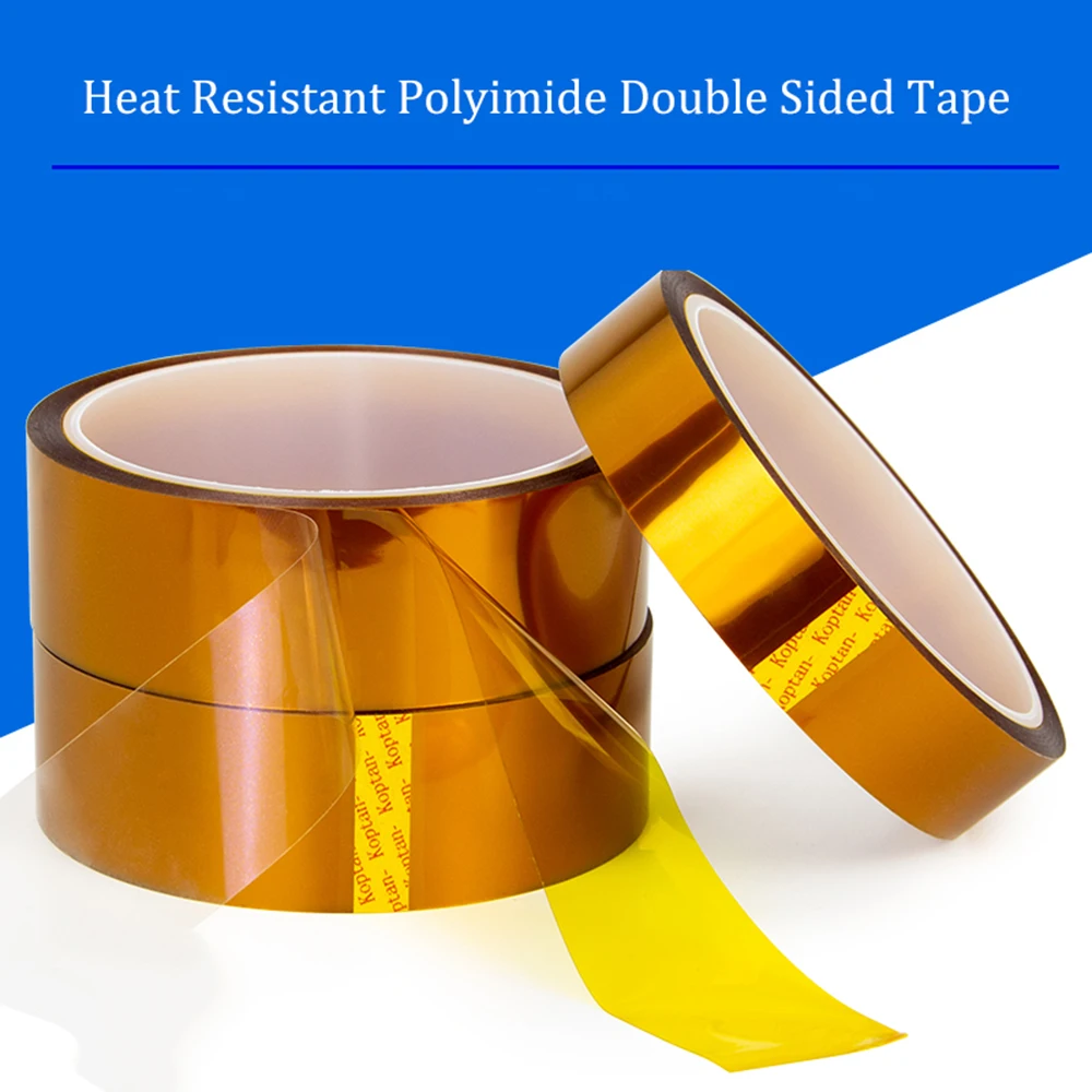 Купи 0.1mm Thickness High Temperature Adhesive Tape Heat Resistant Polyimide Double Sided Kapton Tape 10M/Roll за 149 рублей в магазине AliExpress