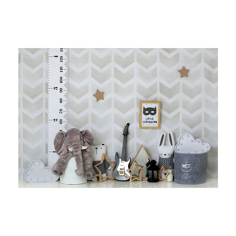 

HTHL-7X5ft Photography Background Elephant Bunny Guitar Animal Party Photo Studio Background Cloth For Family Photo