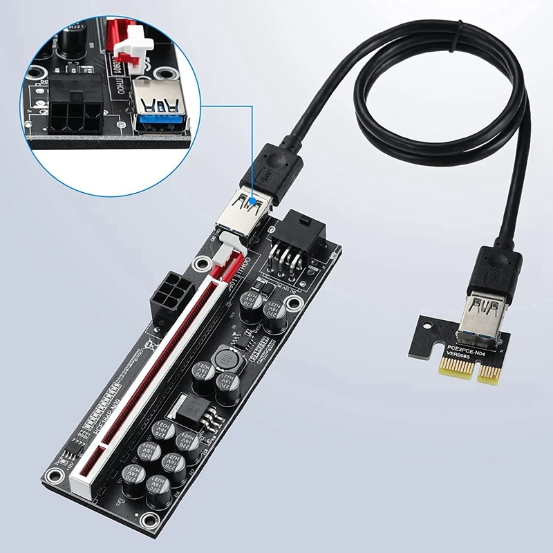 2 шт. V011pro PCIE Riser Card PCI Express 1X To 16X GPU USB 3.0 SATA Кабель-адаптер для майнинга Ethereum ETH