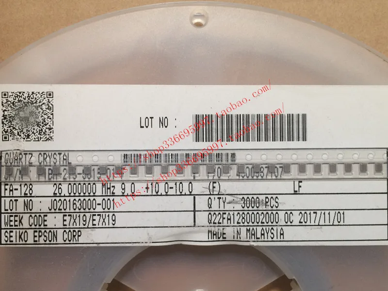 

50 шт./Фотоэлемент серии 26 МГц 9pF 10ppm 2016 EPSON, Пассивный кристаллический генератор чипа