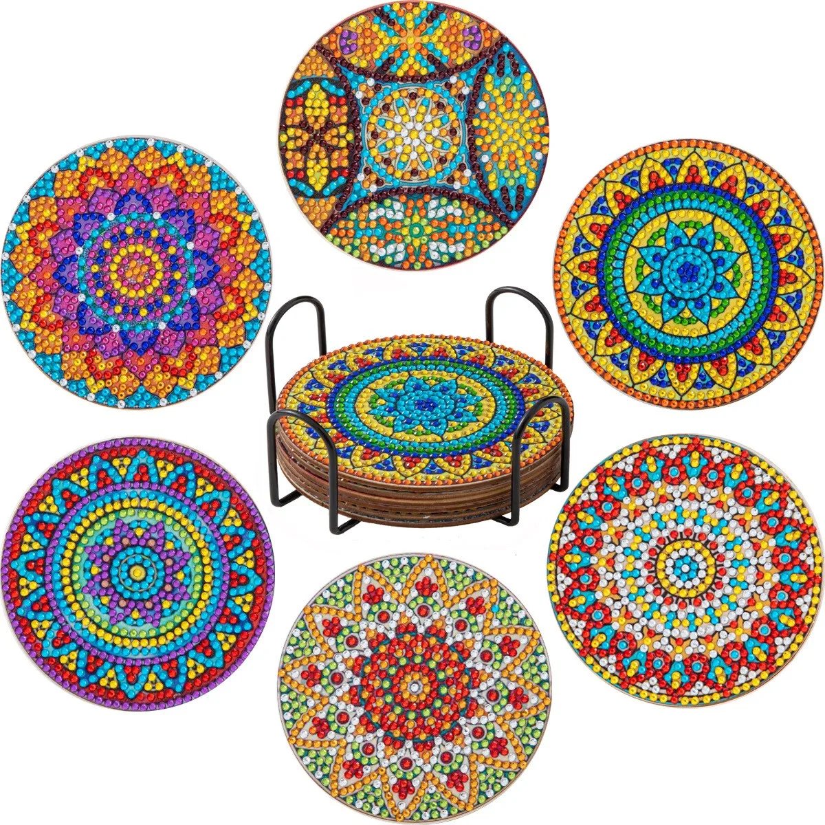 

Diamond Handmade Coasters 6PC Coaster Placemat Coaster Mat Creative Table Mat Kitchen Accessories Gadgets Round Cup Mat