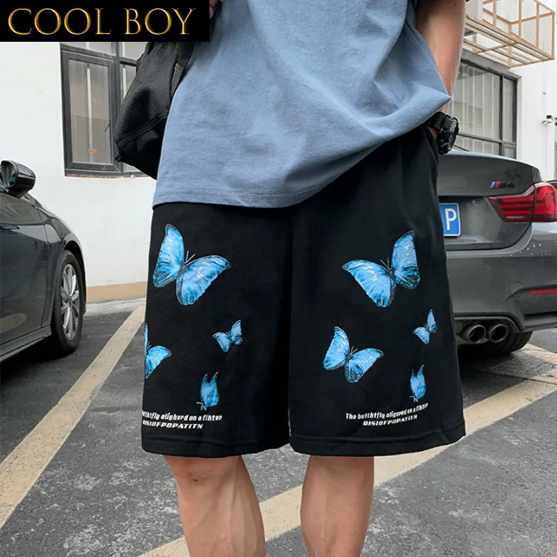 

Шорты мужские хлопковые свободного покроя, повседневные штаны до колен с принтом, дышащие модные штаны в стиле хип-хоп, с эластичным поясом, в стиле Харадзюку