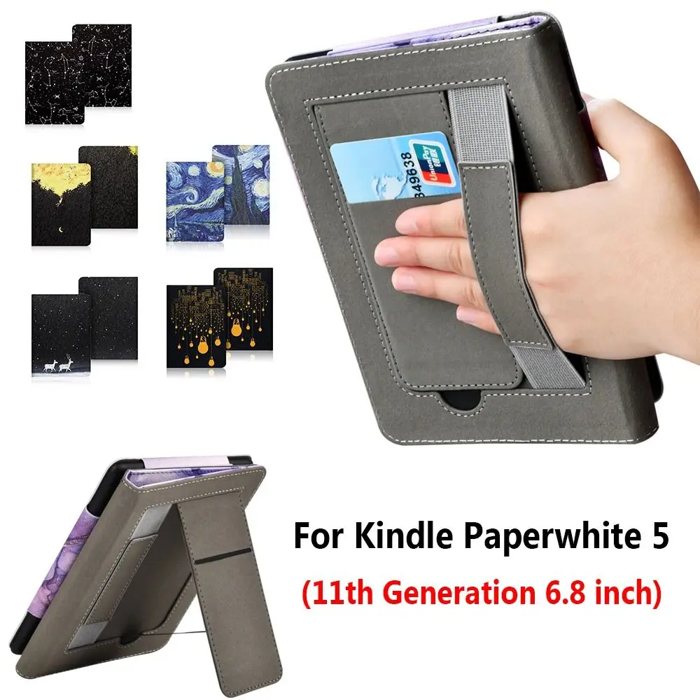 

Smart Cover PU Leather Hand Holder Stand Case For Amazon Kindle Paperwhite 5 11th Generation M2L3EK 6.8 Inch E-Reader Funda